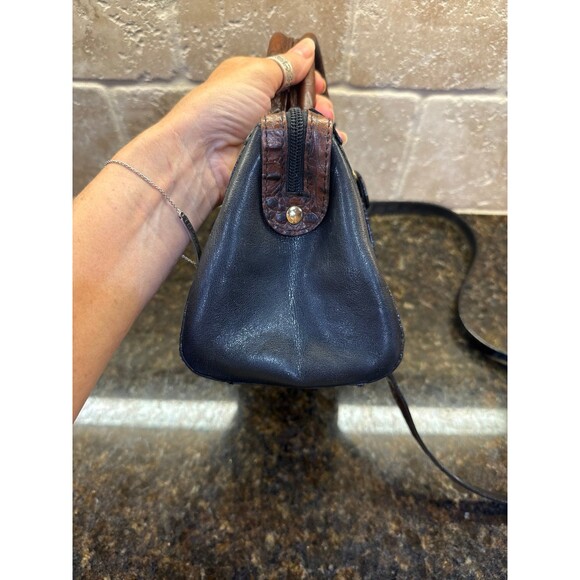 Vintage Brahmin Black Tuscan Crandall Doctors Bag Croc Embossed Handbag EUC - Picture 6 of 12